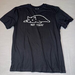 Funny Cat T Shirt Not Today Threadless Brand Men Large Cotton NWOT Color Black